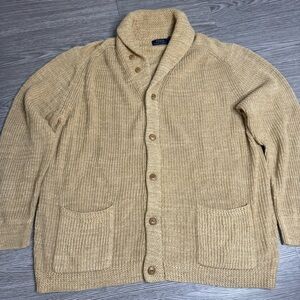 Polo Ralph Lauren Sweater Mens 2XLT Shawl Collar Cardigan Knit Cotton Linen